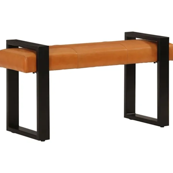 vidaXL Balkongmöbler>Bänk svart och 110 cm äkta getskinn