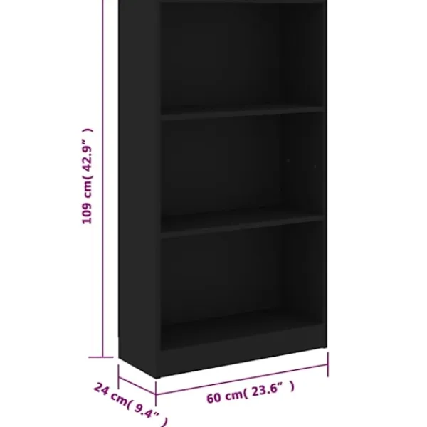 vidaXL Hyllor>Bokhylla 3 hyllor 60x24x109 cm konstruerat trä