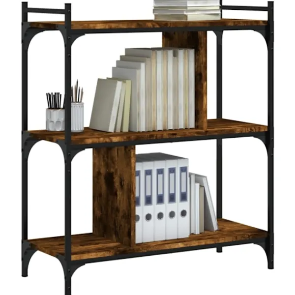 vidaXL Hyllor>Bokhylla 3 hyllplan rökfärgad 76x32x88 cm konstruerat trä Brun