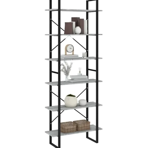 vidaXL Hyllor>Bokhylla grå sonoma 80x30x210 cm konstruerat trä Grå