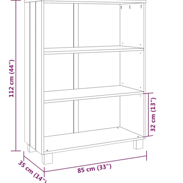 vidaXL Hyllor>Bokhylla HAMAR ljus 85x35x112 cm massiv furu