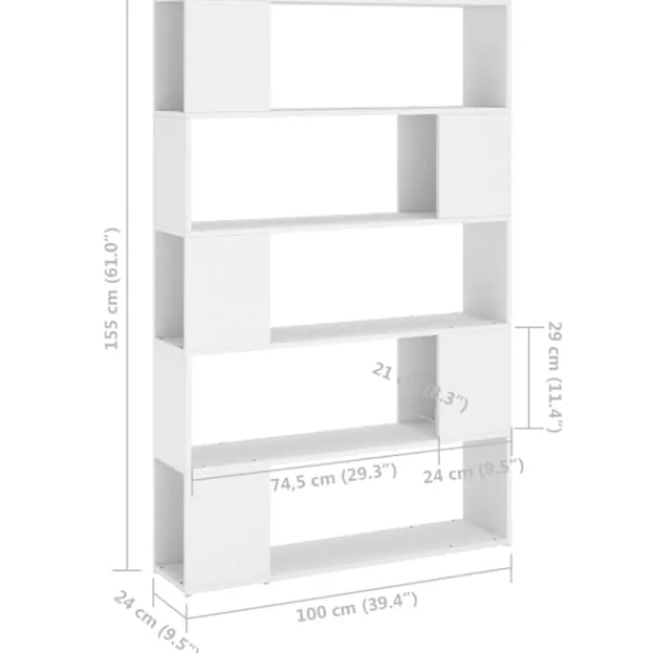vidaXL Hyllor>Bokhylla/Rumsavdelare 100x24x155 cm konstruerat trä