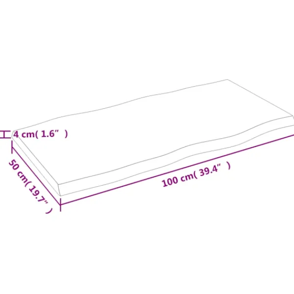 vidaXL Kontorsmöbler>Bordsskiva ljus 100x50x(2-4) cm massivt trä levande kant