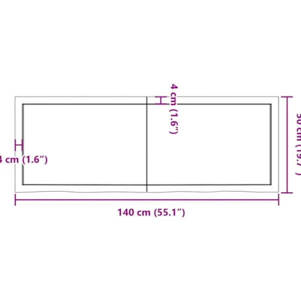vidaXL Kontorsmöbler>Bordsskiva mörk 140x50x(2-4) cm behandlad massiv ek