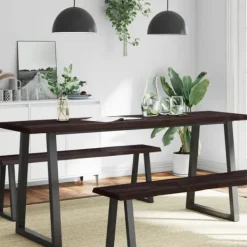 vidaXL Matgrupper>Bordsskiva mörk 180x60x(2-6) cm massivt trä levande kant