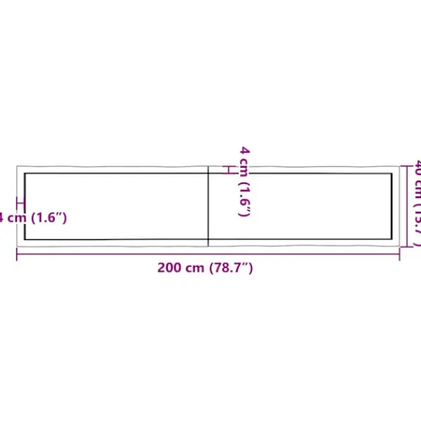 vidaXL Matbord>Bordsskiva mörk 200x40x(2-6) cm massivt trä levande kant