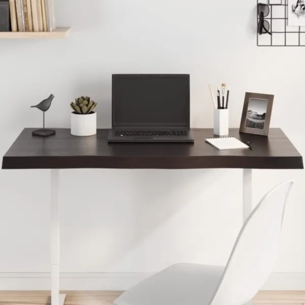 vidaXL Kontorsmöbler>Bordsskiva mörk 100x60x(2-4) cm massivt trä levande kant