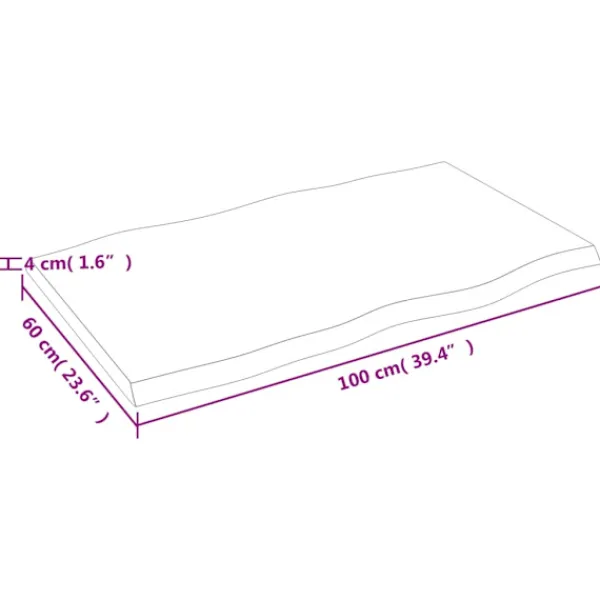 vidaXL Kontorsmöbler>Bordsskiva mörk 100x60x(2-4) cm massivt trä levande kant