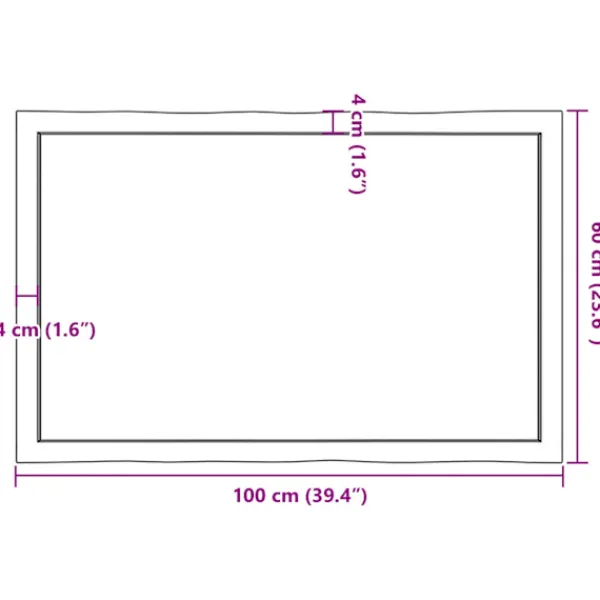 vidaXL Kontorsmöbler>Bordsskiva mörk 100x60x(2-4) cm massivt trä levande kant