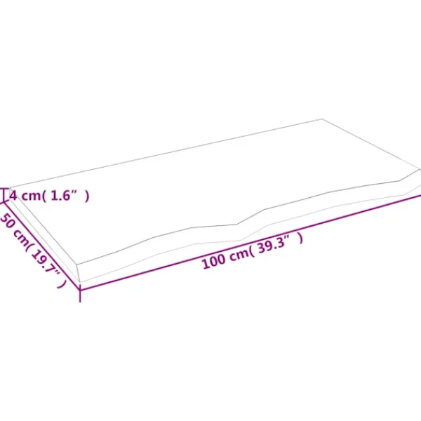 vidaXL Kontorsmöbler>Bordsskiva mörk 100x50x(2-4) cm behandlad massiv ek