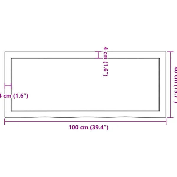 vidaXL Kontorsmöbler>Bordsskiva mörk 100x40x(2-4) cm behandlad massiv ek