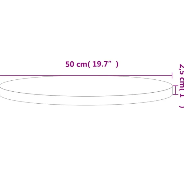 vidaXL Soffbord>Bordsskiva Ø50x2,5 cm rund massivt bokträ