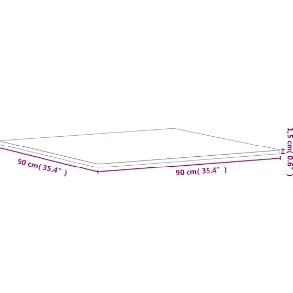 vidaXL Matbord>Bordsskiva 90x90x1,5 cm fyrkantig massivt bokträ