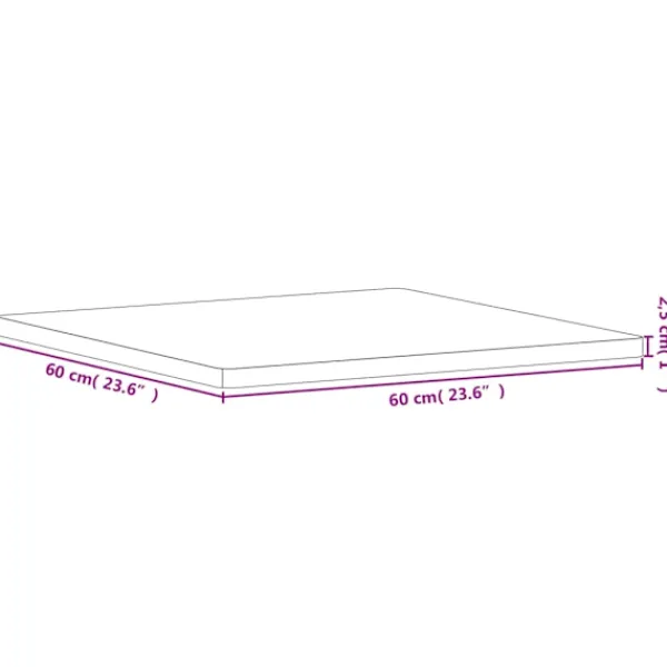 vidaXL Soffbord>Bordsskiva 60x60x2,5 cm fyrkantig massivt bokträ