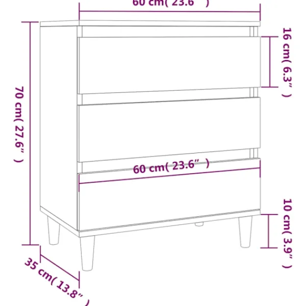 vidaXL Byråer>Byrå betong 60x35x70 cm konstruerat trä