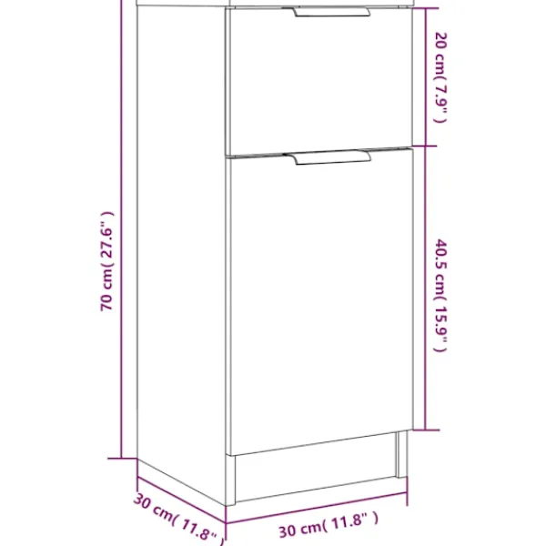 vidaXL Sideboards>Byrå sonoma 30x30x70 cm konstruerat trä