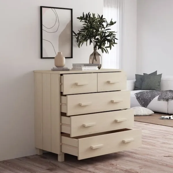 vidaXL Byråer>Byrå HAMAR honungs 79x40x80 cm massiv furu