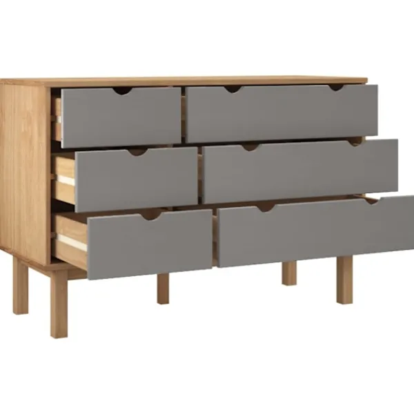 vidaXL Byråer>Byrå OTTA brun& 111x43x73,5 cm massiv furu