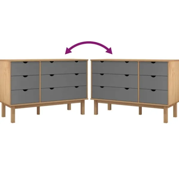 vidaXL Byråer>Byrå OTTA brun& 111x43x73,5 cm massiv furu