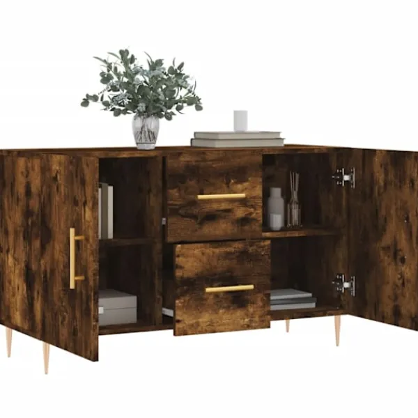 vidaXL Byråer>Byrå rökfärgad ek 100x36x60 cm konstruerat trä