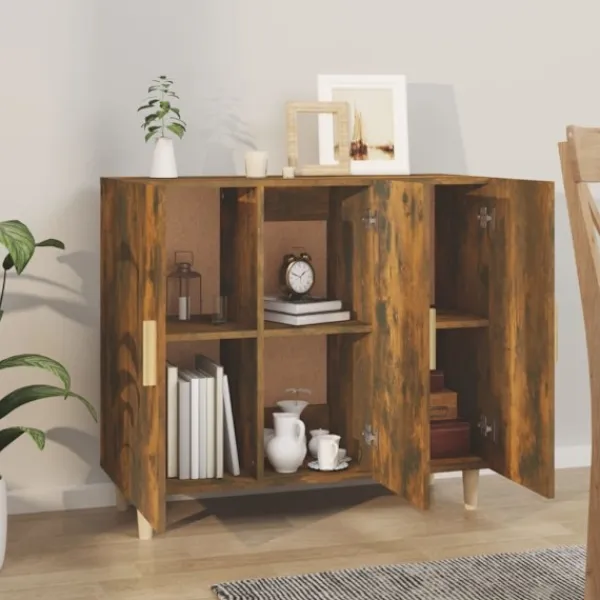 vidaXL Sideboards>Byrå rökfärgad ek 90x34x80 cm konstruerat trä