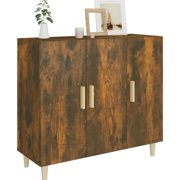 vidaXL Sideboards>Byrå rökfärgad ek 90x34x80 cm konstruerat trä
