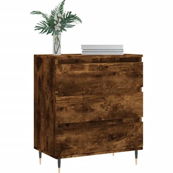 vidaXL Byråer>Byrå rökfärgad ek 60x35x70 cm konstruerat trä