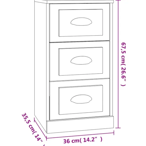 vidaXL Byråer>Byrå 36x35,5x67,5 cm konstruerat trä