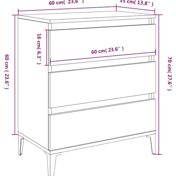 vidaXL Byråer>Byrå 60x35x70 cm konstruerat trä
