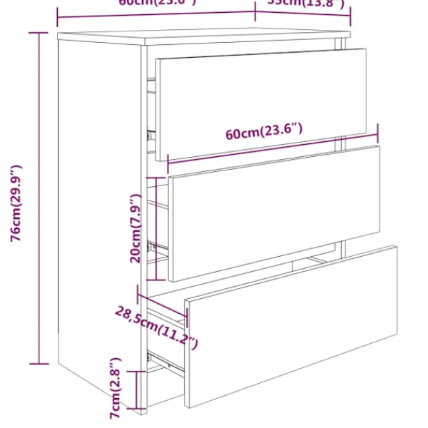 vidaXL Byråer>Byrå 60x35x76 cm konstruerat trä