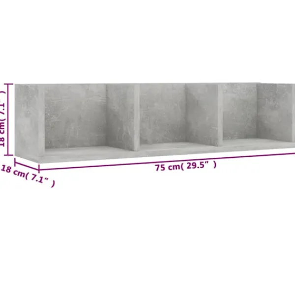 vidaXL Hyllor>CD-hylla betong 75x18x18 cm konstruerat trä