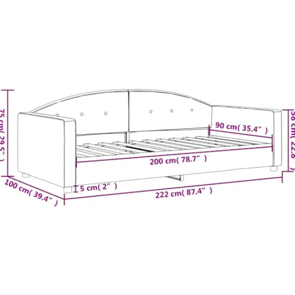 vidaXL Soffor>Dagbädd ljus 90x200 cm sammet