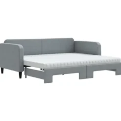 vidaXL Soffor>Dagbädd med extrabädd och madrasser ljus 90x190 cm tyg