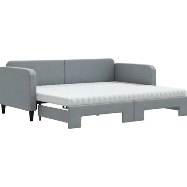 vidaXL Soffor>Dagbädd med extrabädd och madrasser ljus 90x190 cm tyg