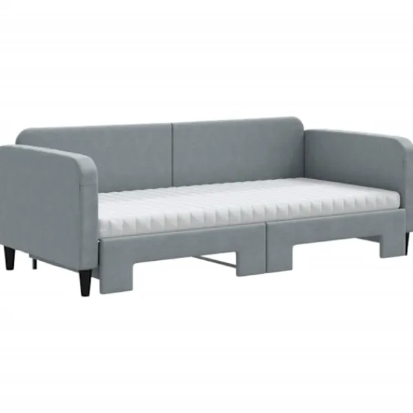 vidaXL Soffor>Dagbädd med extrabädd och madrasser ljus 90x190 cm tyg