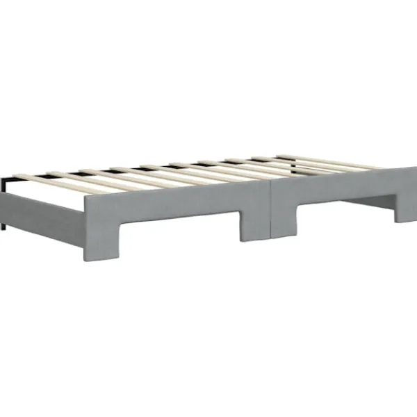vidaXL Soffor>Dagbädd med extrabädd och madrasser ljus 90x190 cm tyg