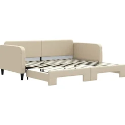vidaXL Soffor>Dagbädd utdragbar gräddvit 100x200 cm tyg Kräm
