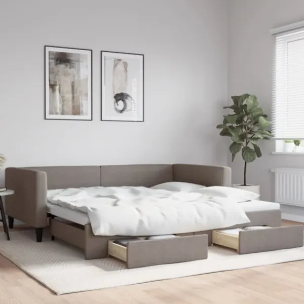 vidaXL Soffor>Dagbädd utdragbar med lådor 100x200 cm tyg