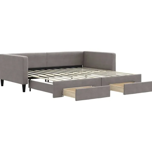 vidaXL Soffor>Dagbädd utdragbar med lådor 100x200 cm tyg