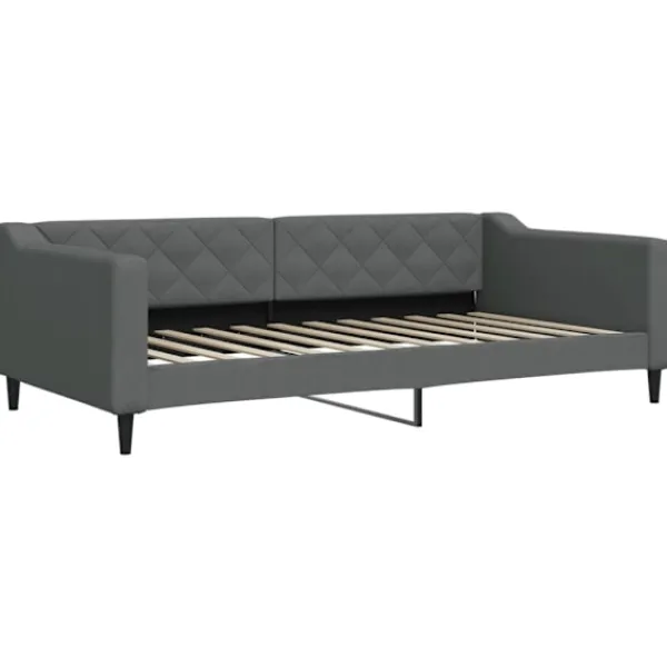vidaXL Soffor>Dagbädd utdragbar med lådor mörk 100x200 cm tyg