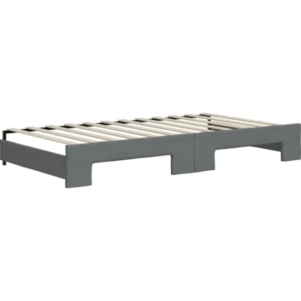 vidaXL Soffor>Dagbädd utdragbar med lådor mörk 100x200 cm tyg