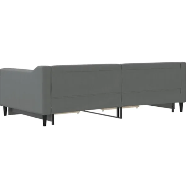 vidaXL Soffor>Dagbädd utdragbar med lådor mörk 100x200 cm tyg