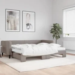 vidaXL Soffor>Dagbädd utdragbar med madrasser 90x200 cm tyg