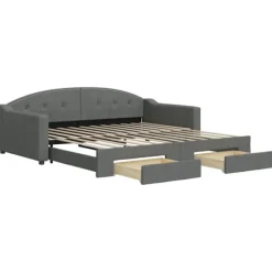 vidaXL Soffor>Dagbädd utdragbar med lådor mörk 100x200 cm tyg