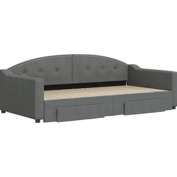 vidaXL Soffor>Dagbädd utdragbar med lådor mörk 100x200 cm tyg