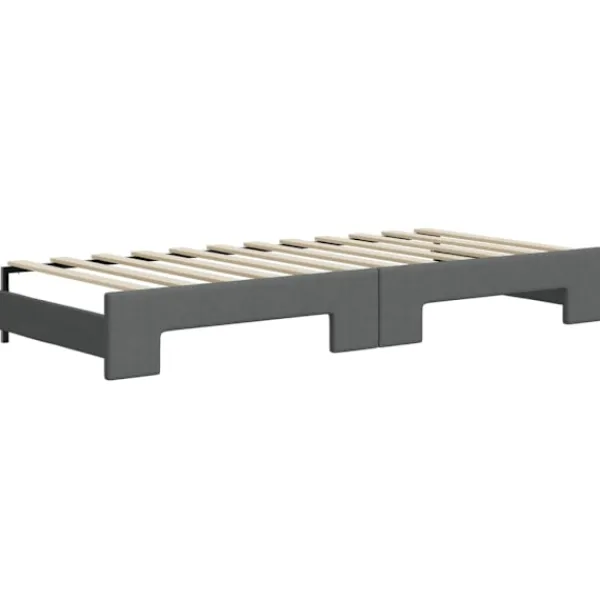 vidaXL Soffor>Dagbädd utdragbar med lådor mörk 100x200 cm tyg