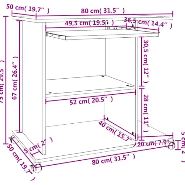 vidaXL Kontorsmöbler>Datorbord betong 80x50x75 cm konstruerat trä