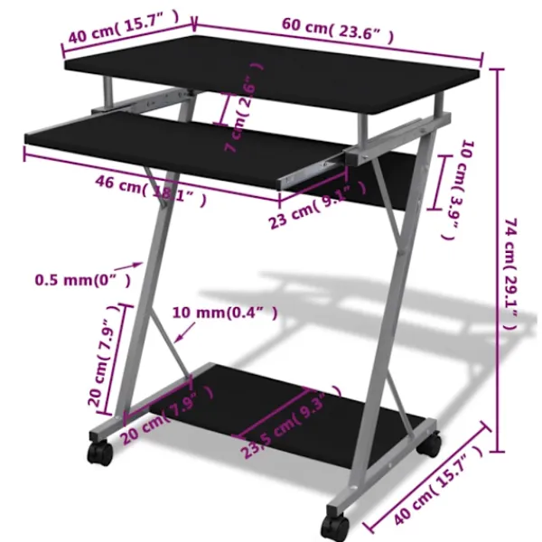 vidaXL Kontorsmöbler>Datorbord Fårö 60x40cm