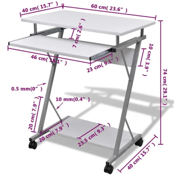 vidaXL Kontorsmöbler>Datorbord Fårö 60x40cm