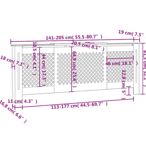 vidaXL Hyllor>Elementskydd MDF 205 cm